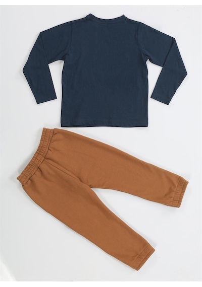 Casabony Kahve Yazılı Dino Jogger Pantolon + Tshirt Takım-kahve