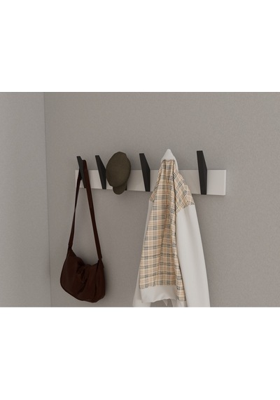 Hepsi3boyutlu Modern Duvar & Kapı Kanca Askılık - 6 Adet Siyah Kanca Askılık - Model No : 4 Siyah