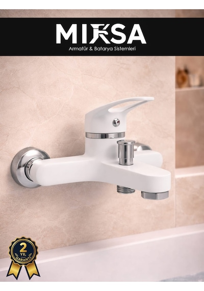 Beyaz Mix Banyo Duş Bataryası Musluğu , Yerli Üretim