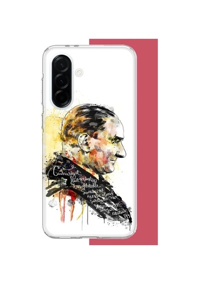 Samsung Galaxy A36 Uyumlu Sulu Boya Atatürk Baskılı Silikon Kılıf Renkli