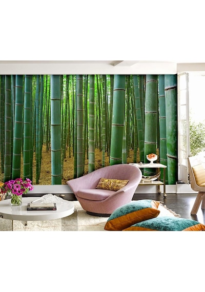 3 Boyutlu Bambu Ağaçları Duvar Kağıdı