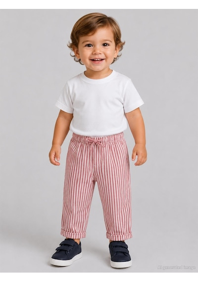 Civil Baby Çizgili 6-18 Ay Pantolon - Kırmızı
