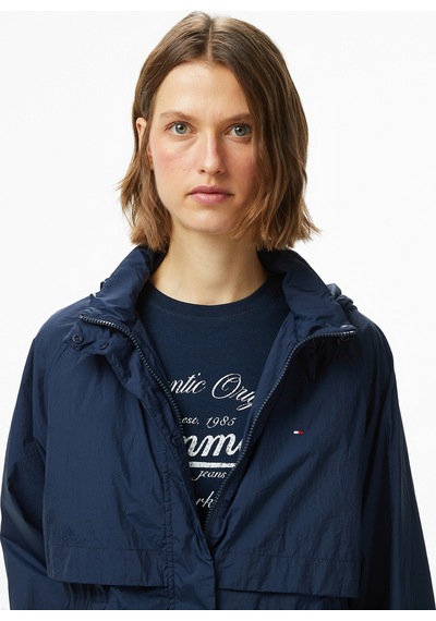 Tommy Hilfiger Nylon Packable Kadın Mavi Yağmurlukww0ww46444