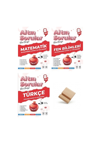 Nartest Lgs 8. Sınıf Altın Sorular Matematik Fen Ve Türkçe Soru Bankası 3lü Set + Telefon Standı