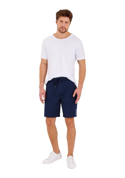Adams Erkek Reflektör Logo Regular Fit Cepli Spor Şort Navy