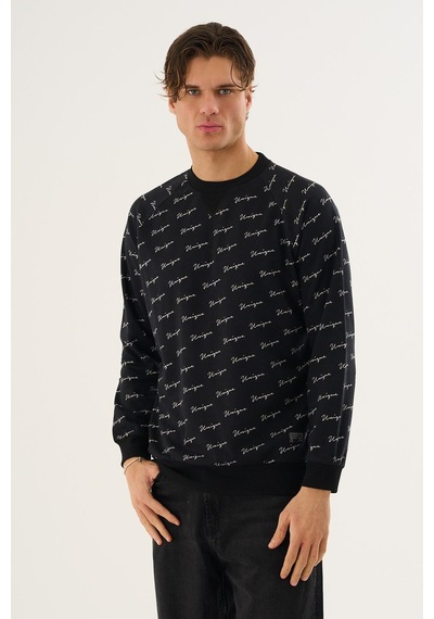 Alexandergardi Baskılı Bisiklet Yaka Sweatshirt Siyah