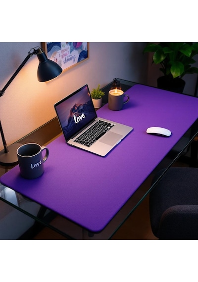 Mouse Pad Mor Masa Matı 100x60cm Suni Deri Desk Mat Şık Tasarım