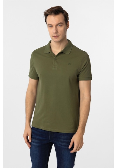 Süvari Haki Slim Fit Düz Polo Yaka Tişört Haki