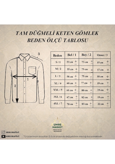 Tam Düğme Keten Erkek Gömlek