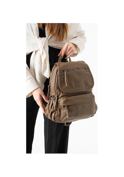 571 Collections Yıkanmış Deri Sırt Çantası Kahverengi Model: 571-14-11m