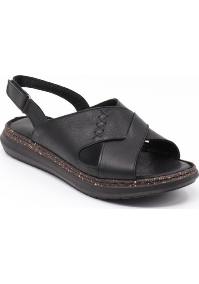 Nesilshoes Nesil Shoes Mns 153 Siyah Hakiki Soft Deri Kadın Sandalet