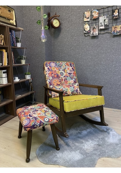 Asedia Asedia Iskandinav Kestane Ceviz Sarı Retro Sallanan Bahçe Koltuğu Sarı