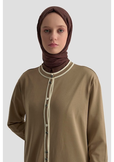 Armine Trend Biye Detaylı Triko Hırka Taş 25kt501