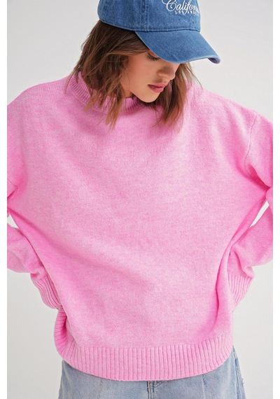 Hiccup Mixray Oversize Triko Kazak Toz Pembe