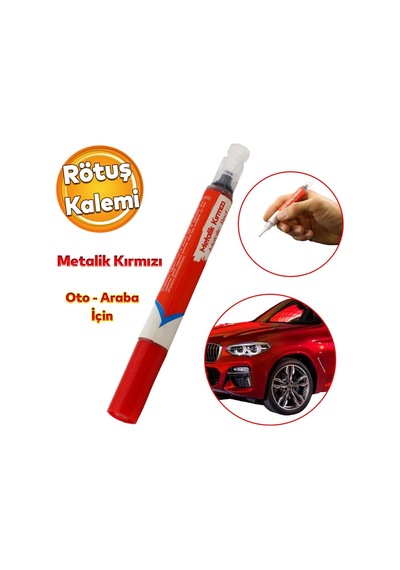 Badem10 Oto Rötuş Kalemi 5 Ml Araç Kaporta Tampon Çizik Giderici Fırça Yenileme Metalik Kırmızı Renk Boya