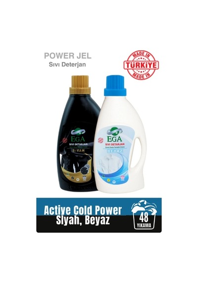 Ega Kimya Power Jel Siyah ve Beyaz Sıvı Yıkama Deterjanı 2 x 1100 ML