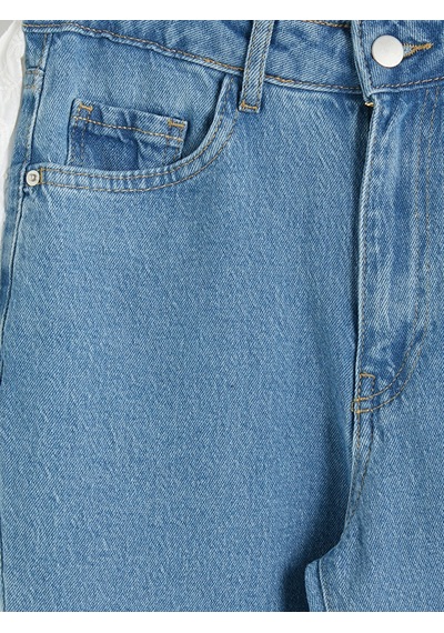 Lcw Modest İndigo Beli Fularlı Flare Kadın Jean Pantolon