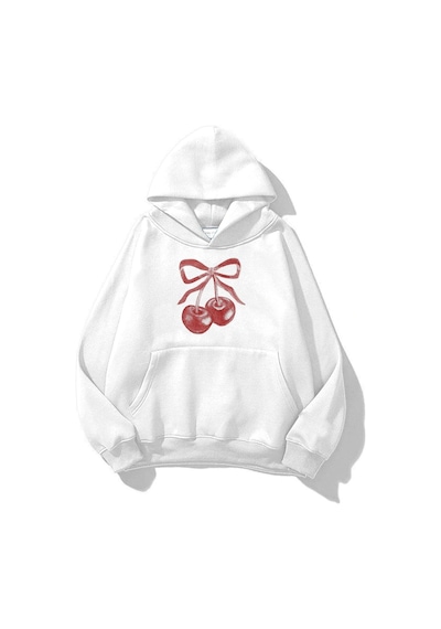 Startmore Unisex Kiraz Kurdele Tram Sweatshirt Beyaz Beyaz