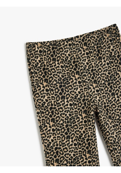 Koton Leopar Desenli İspanyol Paça Pantolon Bej Desenli 5wkg40320ak Ekru