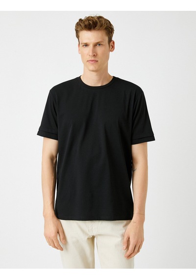 Koton Regular Fit Bisiklet Yaka Basic Tişört Siyah 3wam10043hk