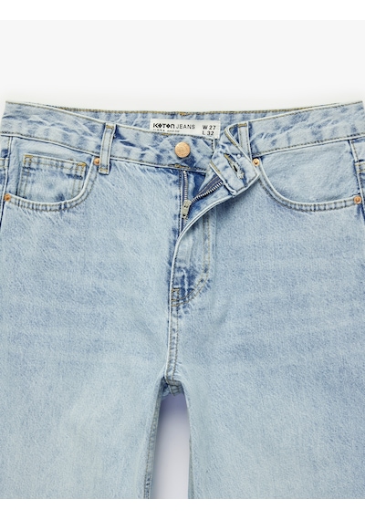 Koton Yüksek Bel Düz Paça Cepli Pamuklu Denim Pantolon - Straight Fit Jeans Açık İndigo 6sal40009md Açık İndigo Koton Yüksek Bel Düz Paça Cepli Pamuklu Denim Pantolon - Straight Fit Jeans Açık İndigo 6sal40009md Açık İndigo