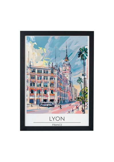 Lyon France Ahşap Çerçeveli Dekoratif Duvar Tablosu Siyah
