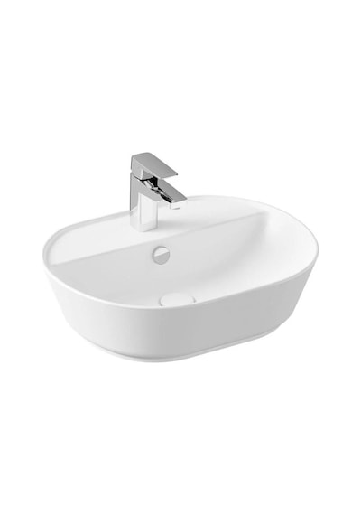 VitrA Geo Oval Batarya Delikli Çanak Lavabo 55 CM Mat Beyaz 7428B