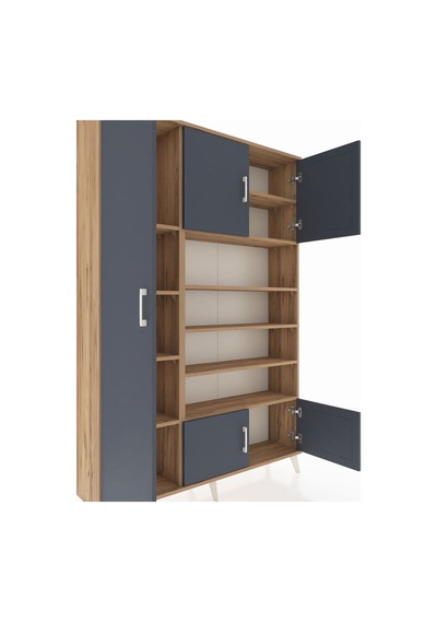 Arges Dolap 10 Raflı 5 Kapaklı 132x30x195 Çam-antrasit/çam Çam Arges Dolap 10 Raflı 5 Kapaklı 132x30x195 Çam-antrasit/çam Çam