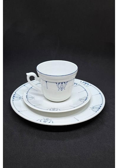Gunther Lambert Koleksiyonu Vintage Çay Fincanı 3 Parça 180 Ml Mavi-beyaz