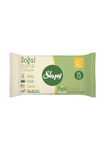 Sleepy Doğal Organik Pamuklu Islak Cep Mendili 3x15'li - 8 Adet Tarı 8'li set