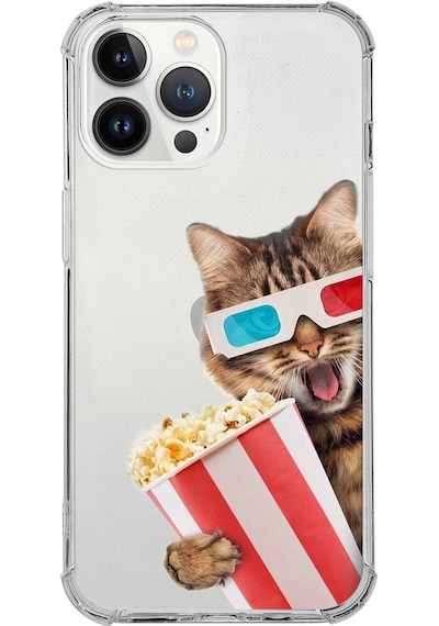 Apple Uyumlu iPhone 13 Pro Kedi 1 Baskılı Şeffaf Köşe Korumalı Antişok Kılıf