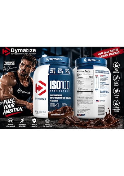 Dymatize, Iso100 İzole Hydrolyzed, 100% Whey Protein Isolate, Chocolate 932 Gr