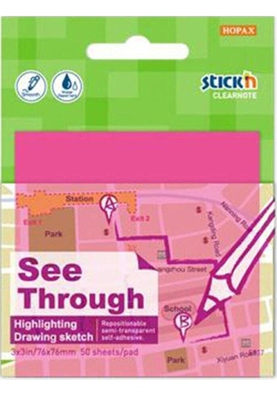 Hopax Stıckn 76x76 Yarı Saydam Yap.not Kağ. Pembe