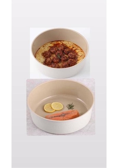 Neoflam Fika Alüminyum Döküm Yuvarlak Yanmaz Yapışmaz 2 Li Fırın Tepsisi Kek Ekmek Kabı Beyaz