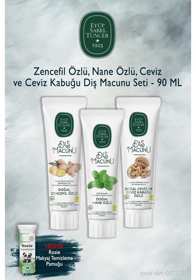 Eyüp Sabri Tuncer 90 Ml X3 Zencefil, Nane, Ceviz Özlü Diş Macunu, Rosie Beyazlık
