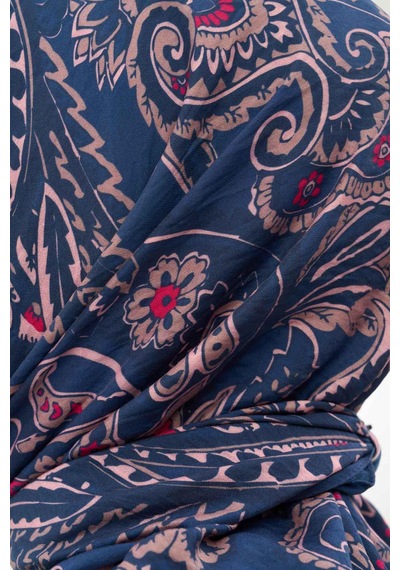 Silk Home Viskon Velora Eşarp Dört Mevsim Etro Desen Lacivert 90x90 Çok Renkli