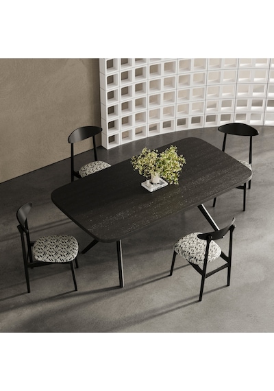 Bosco Pergel Ahşap Mutfak Masası 90x160 Siyah