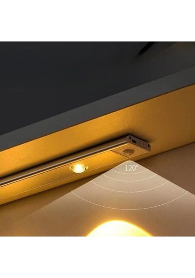 Slim Led Kabin Armatürü Hareket Sensörlü Dekoratif Gece Lambası Usb Şarjlı Aydınlatma 40 Cm Beyaz 3w Beyaz