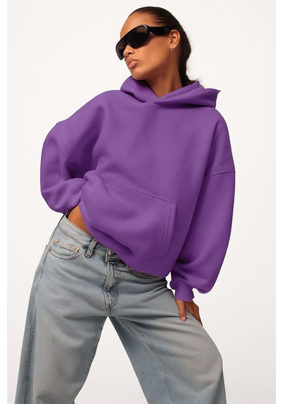 Ünisex Kapüşonlu Sweat Mor