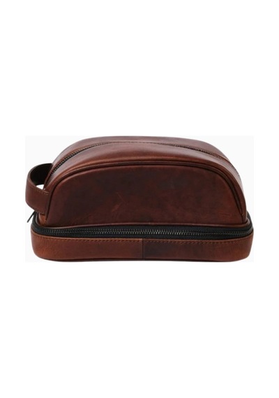 Ryoko Liwa Dopp Kit Deri Seyahat Ve Bakım Çantası El Çantası Vintage Brown 3