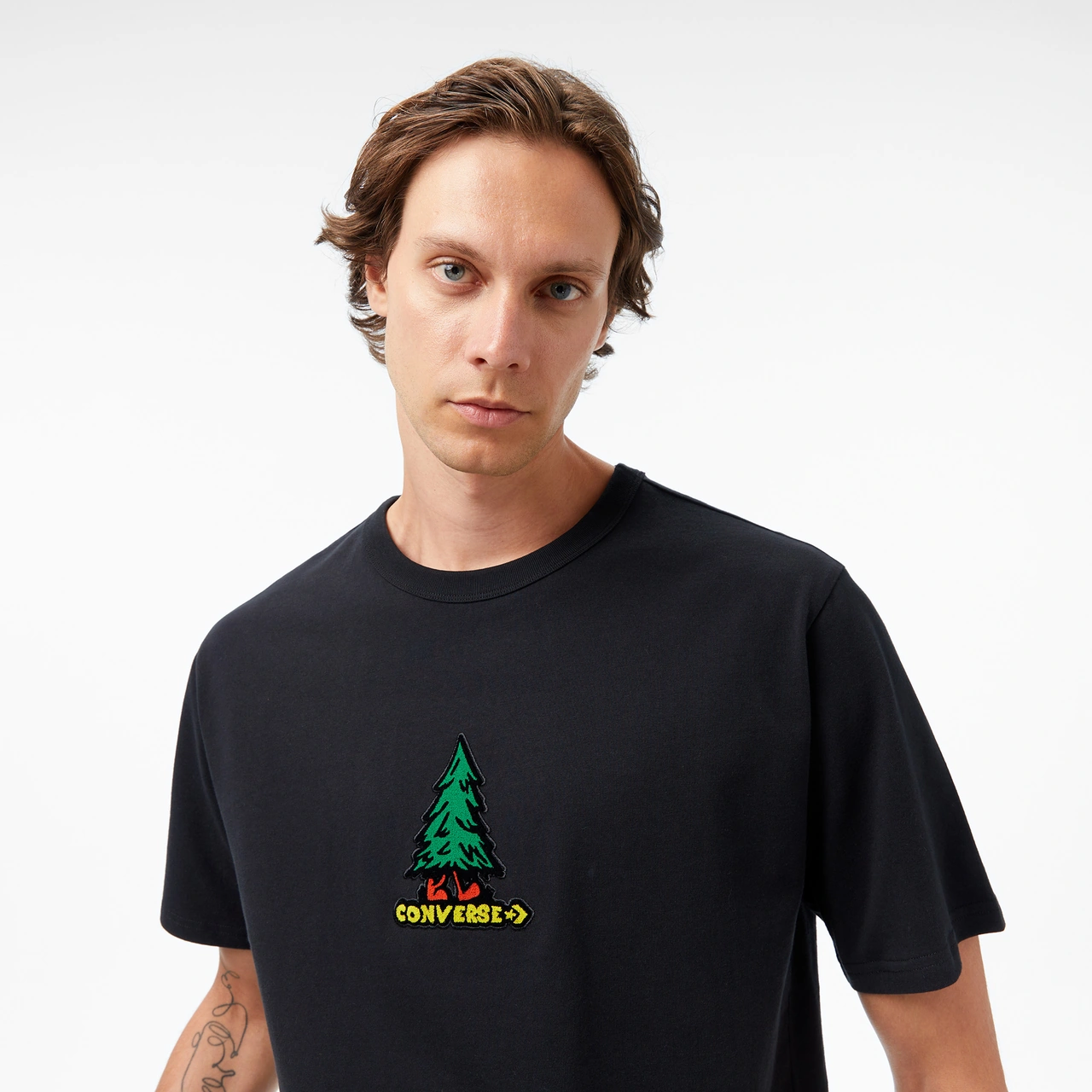 Converse Baskılı Erkek Siyah T-shirt Cvm5t201 Siyah