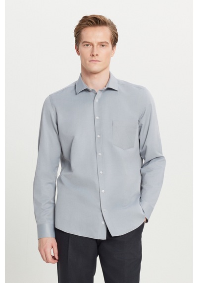 AC&Co / Altınyıldız Classics Erkek Grı Pamuklu Tailored Slim Fit Dar Kesim Klasik Yaka Armürlü Cepli Gömlek Gri AC&Co / Altınyıldız Classics Erkek Grı Pamuklu Tailored Slim Fit Dar Kesim Klasik Yaka Armürlü Cepli Gömlek Gri