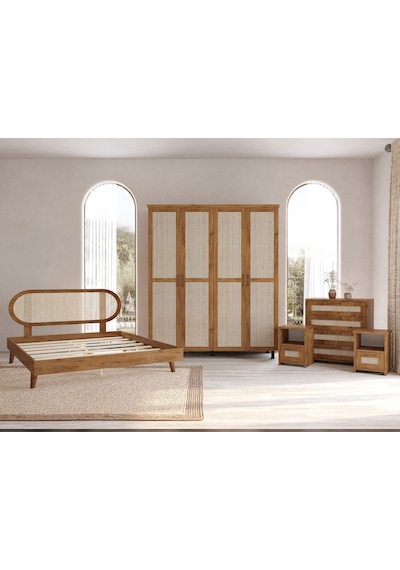 Renazzo Padova Hazeranlı Masif Ahşap Yatak Odası Takımı 2 Ceviz 100x200