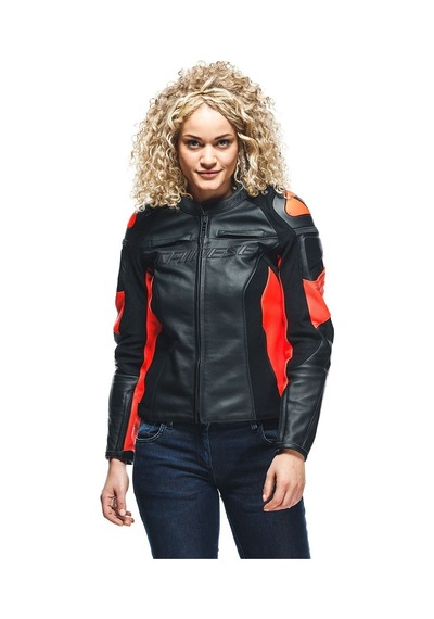 Dainese Racing 4 Kadın Deri Mont Kırmızı - Siyah
