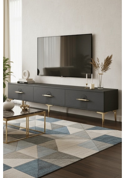 Tsa1815a - İda Tsa180 Tv Stand, Tv Sehpası Ve Tv Ünitesi Antrasit 180cm