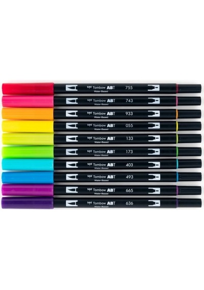 Tombow Abt Dual Brush Pen Grafik Kalemi 10'lu Set - Bright Parla