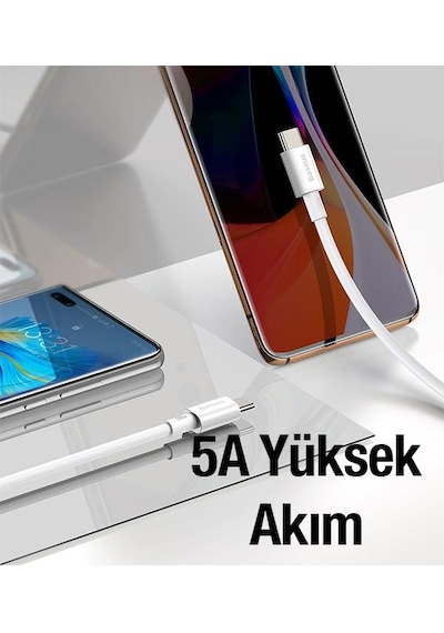 Baseus 1 Metre 5a 100w Ultra Hızlı Type C To Type C Şarj Ve Data Kablosu, Süper Dayanıklı, 480mbps