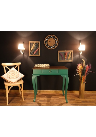 Wooding 80 Cm Çekmeceli Masif Yeşil Ceviz Dresuar (548587068) Yeşil