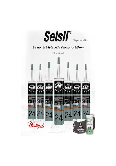 Selsil 7'li 300 Ml Strafor & Süpürgelik Yapıştırıcı Silikon Ve Rosıe
