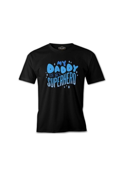 My Daddy İs My Superhero Siyah Erkek Tshirt 001